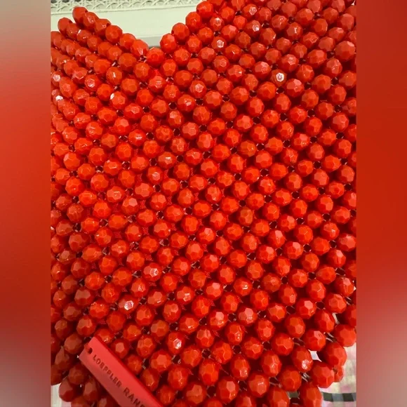 The Loeffler Randall beaded heart bag. Bright red. - Picture 3 of 5